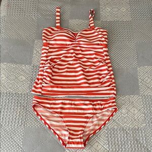 Beach Bump Women’s Orange and White Swimsuit Size M